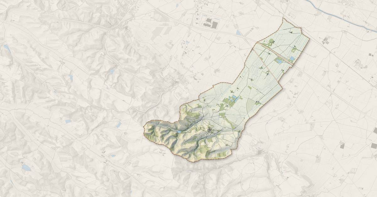 Portrait cartographique de Mireval-Lauragais : relief, eau, forêts, bâti et voies, calculés à partir des données de l'IGN
