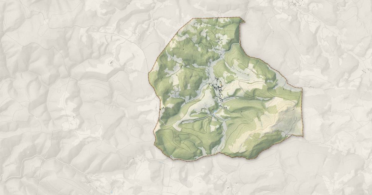 Portrait cartographique de Missègre : relief, eau, forêts, bâti et voies, calculés à partir des données de l'IGN