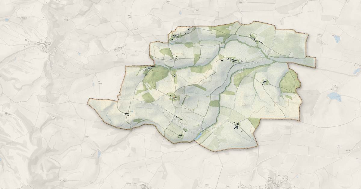 Portrait cartographique de Montgradail : relief, eau, forêts, bâti et voies, calculés à partir des données de l'IGN