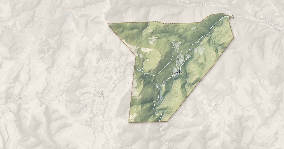 Portrait cartographique de Montjoi : relief, eau, forêts, bâti et voies, calculés à partir des données de l'IGN