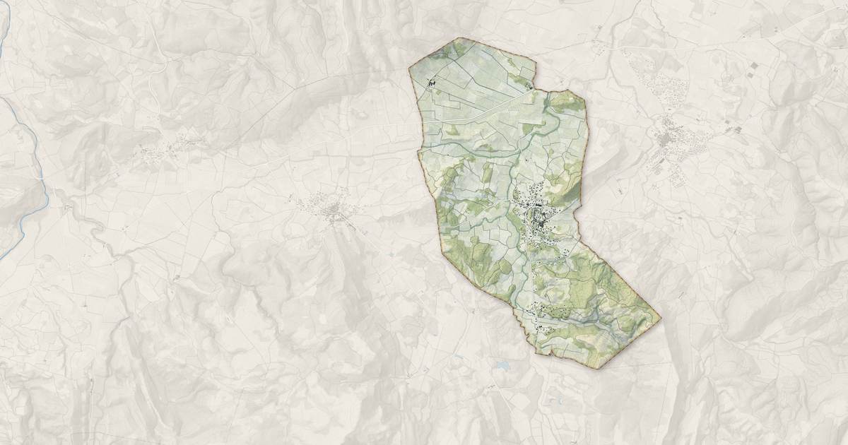 Portrait cartographique de Montséret : relief, eau, forêts, bâti et voies, calculés à partir des données de l'IGN