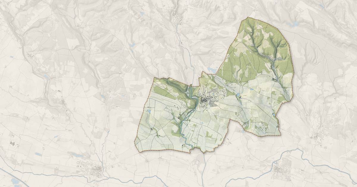 Portrait cartographique de Moussoulens : relief, eau, forêts, bâti et voies, calculés à partir des données de l'IGN