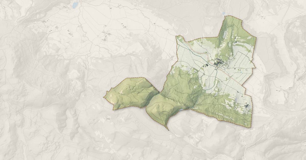 Portrait cartographique de Nébias : relief, eau, forêts, bâti et voies, calculés à partir des données de l'IGN
