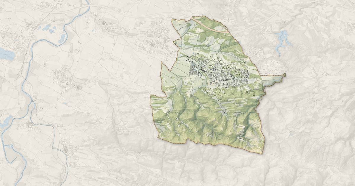 Portrait cartographique de Palaja : relief, eau, forêts, bâti et voies, calculés à partir des données de l'IGN