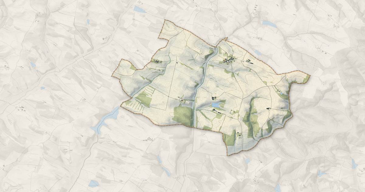 Portrait cartographique de Pech-Luna : relief, eau, forêts, bâti et voies, calculés à partir des données de l'IGN