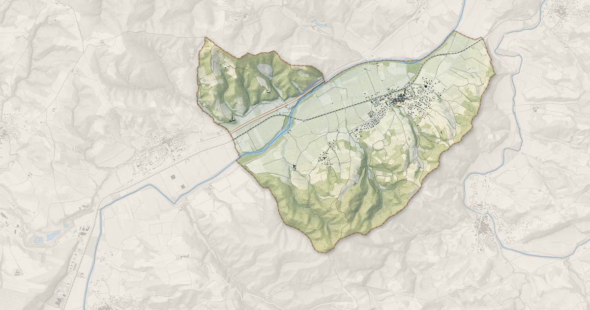 Portrait cartographique de Pomas : relief, eau, forêts, bâti et voies, calculés à partir des données de l'IGN