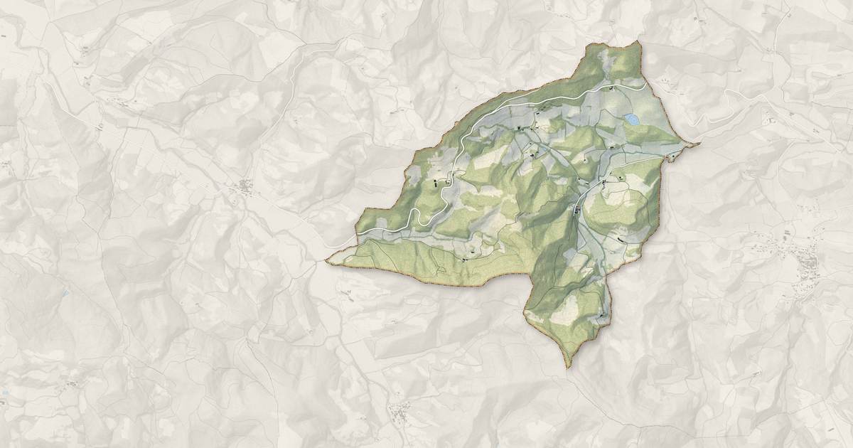 Portrait cartographique de Pomy : relief, eau, forêts, bâti et voies, calculés à partir des données de l'IGN
