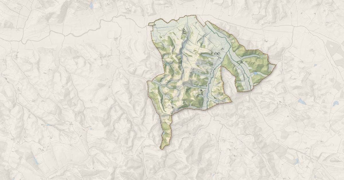 Portrait cartographique de Ribouisse : relief, eau, forêts, bâti et voies, calculés à partir des données de l'IGN