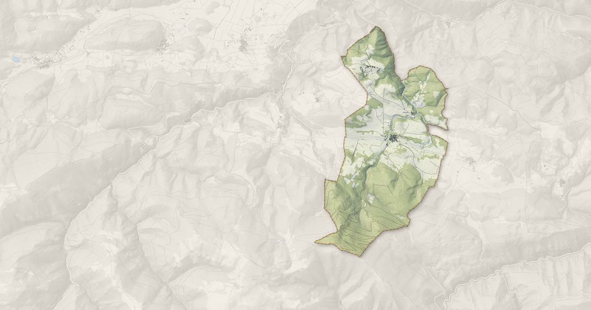 Portrait cartographique de Rodome : relief, eau, forêts, bâti et voies, calculés à partir des données de l'IGN