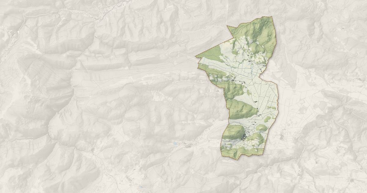 Portrait cartographique de Roquefeuil : relief, eau, forêts, bâti et voies, calculés à partir des données de l'IGN