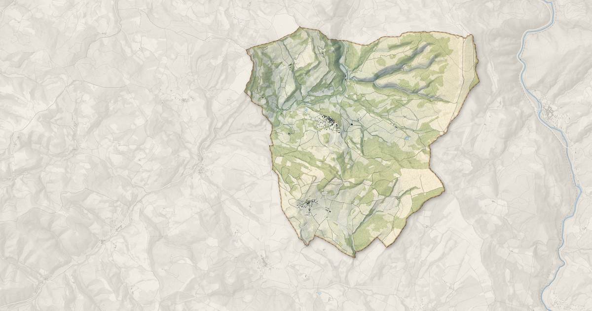 Portrait cartographique de Roquetaillade-et-Conilhac : relief, eau, forêts, bâti et voies, calculés à partir des données de l'IGN