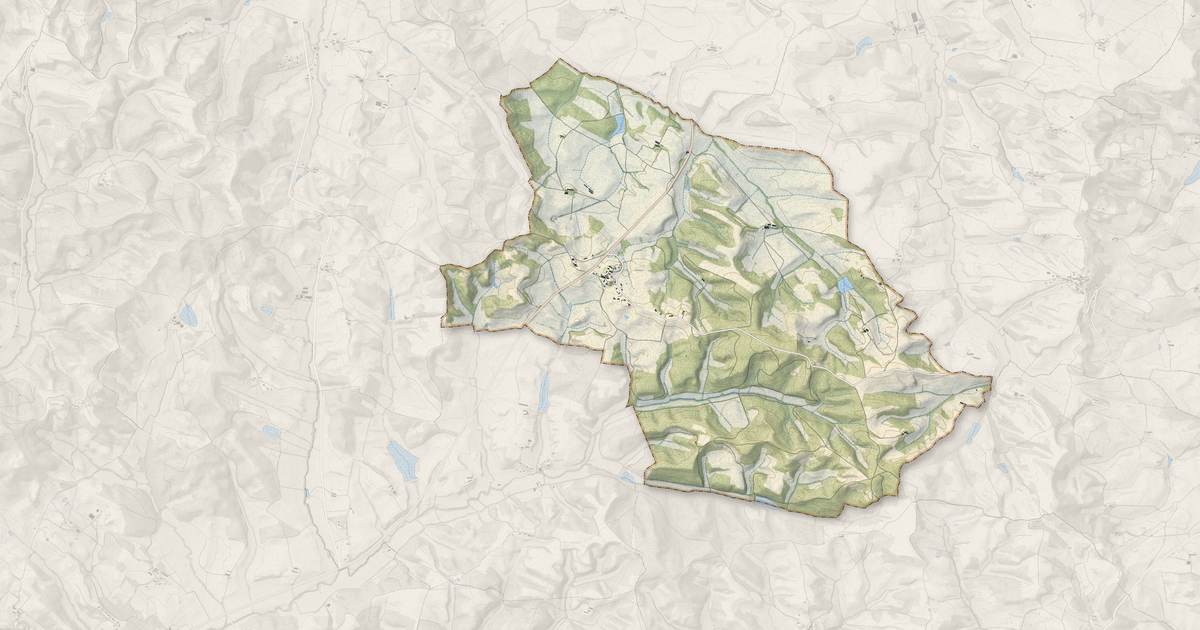 Portrait cartographique de Saint-Gaudéric : relief, eau, forêts, bâti et voies, calculés à partir des données de l'IGN
