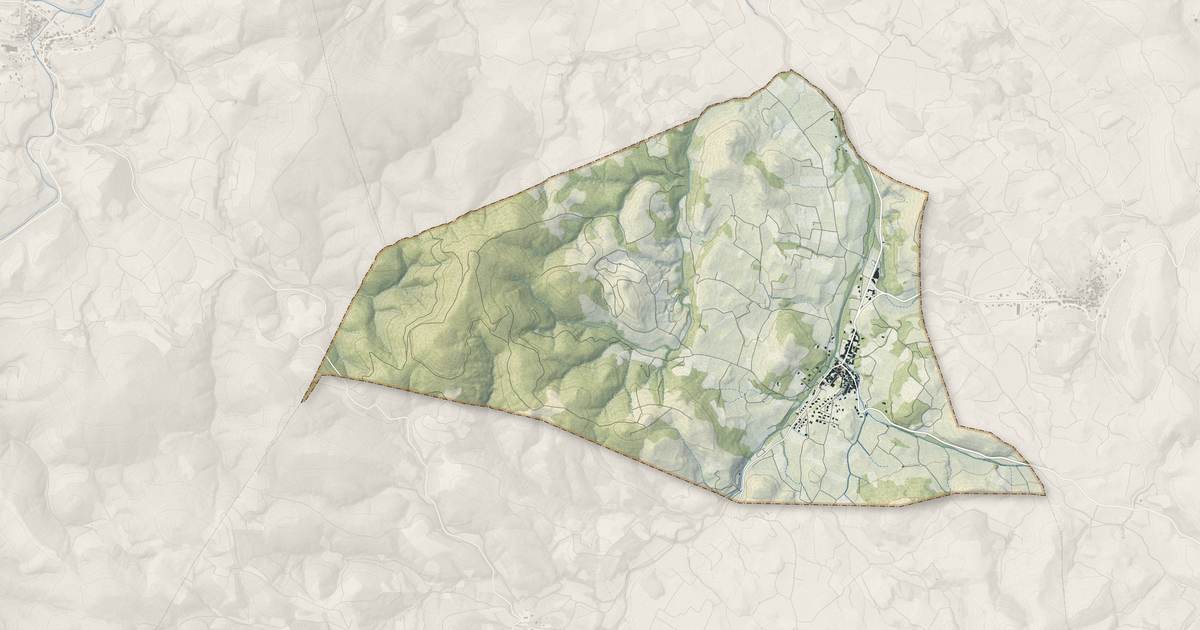 Portrait cartographique de Saint-Jean-de-Barrou : relief, eau, forêts, bâti et voies, calculés à partir des données de l'IGN