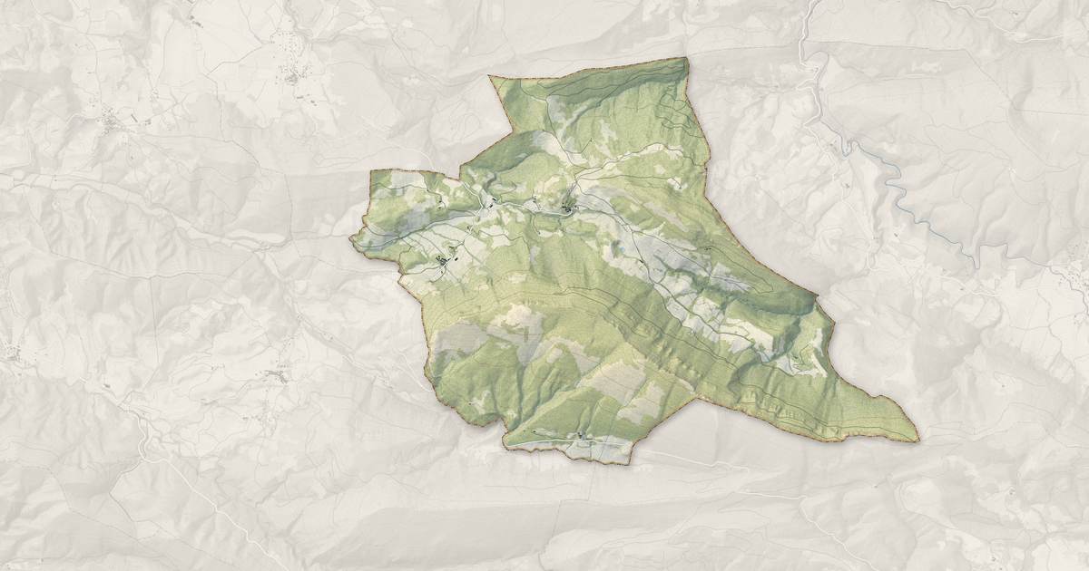 Portrait cartographique de Saint-Just-et-le-Bézu : relief, eau, forêts, bâti et voies, calculés à partir des données de l'IGN