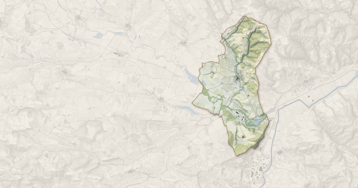 Portrait cartographique de Saint-Martin-de-Villereglan : relief, eau, forêts, bâti et voies, calculés à partir des données de l'IGN