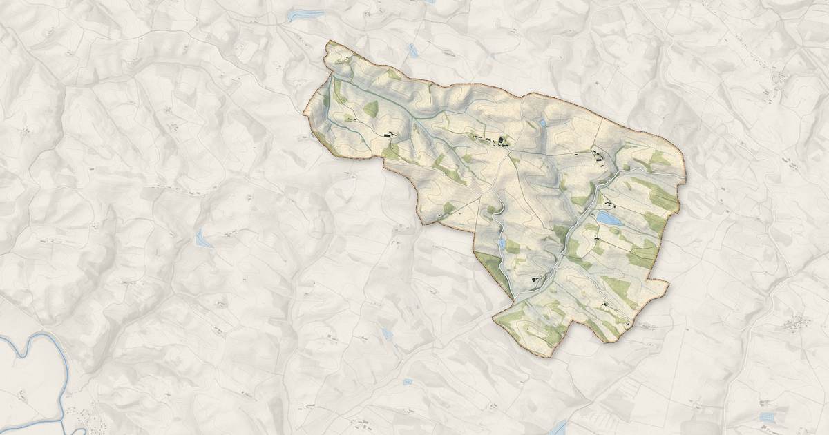 Portrait cartographique de Saint-Sernin : relief, eau, forêts, bâti et voies, calculés à partir des données de l'IGN