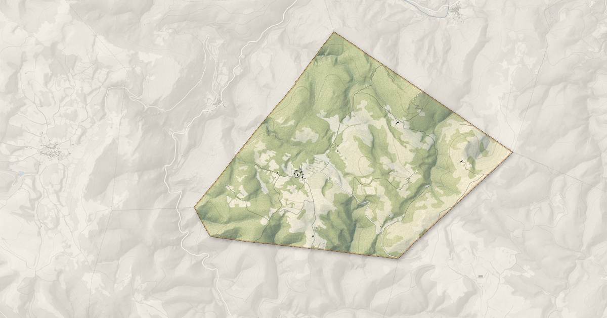 Portrait cartographique de Salza : relief, eau, forêts, bâti et voies, calculés à partir des données de l'IGN