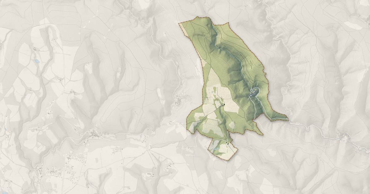 Portrait cartographique de La Tourette-Cabardès : relief, eau, forêts, bâti et voies, calculés à partir des données de l'IGN