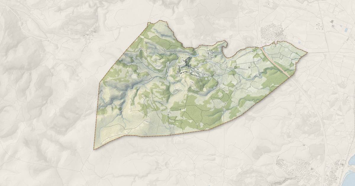 Portrait cartographique de Treilles : relief, eau, forêts, bâti et voies, calculés à partir des données de l'IGN
