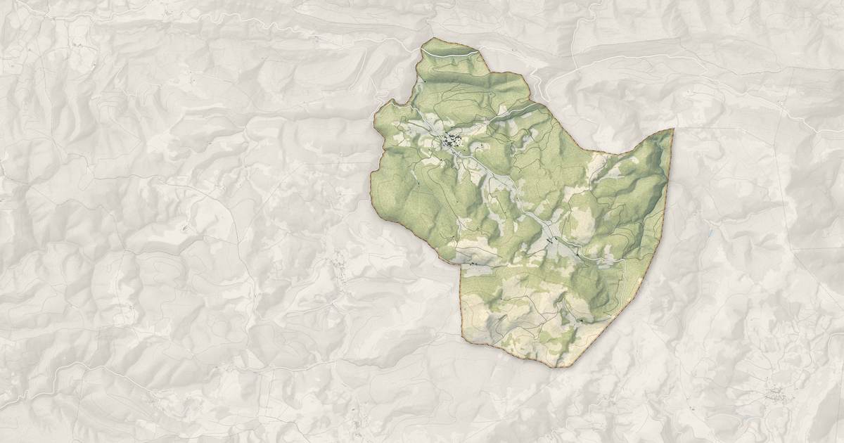 Portrait cartographique de Villardebelle : relief, eau, forêts, bâti et voies, calculés à partir des données de l'IGN
