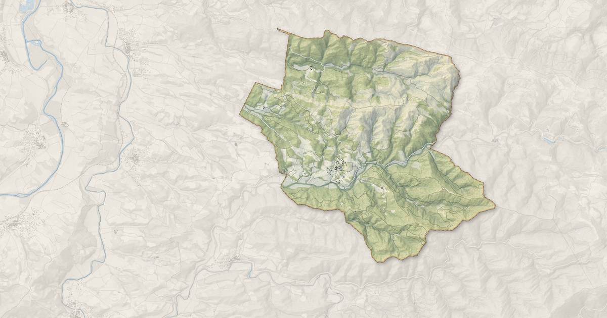 Portrait cartographique de Villefloure : relief, eau, forêts, bâti et voies, calculés à partir des données de l'IGN