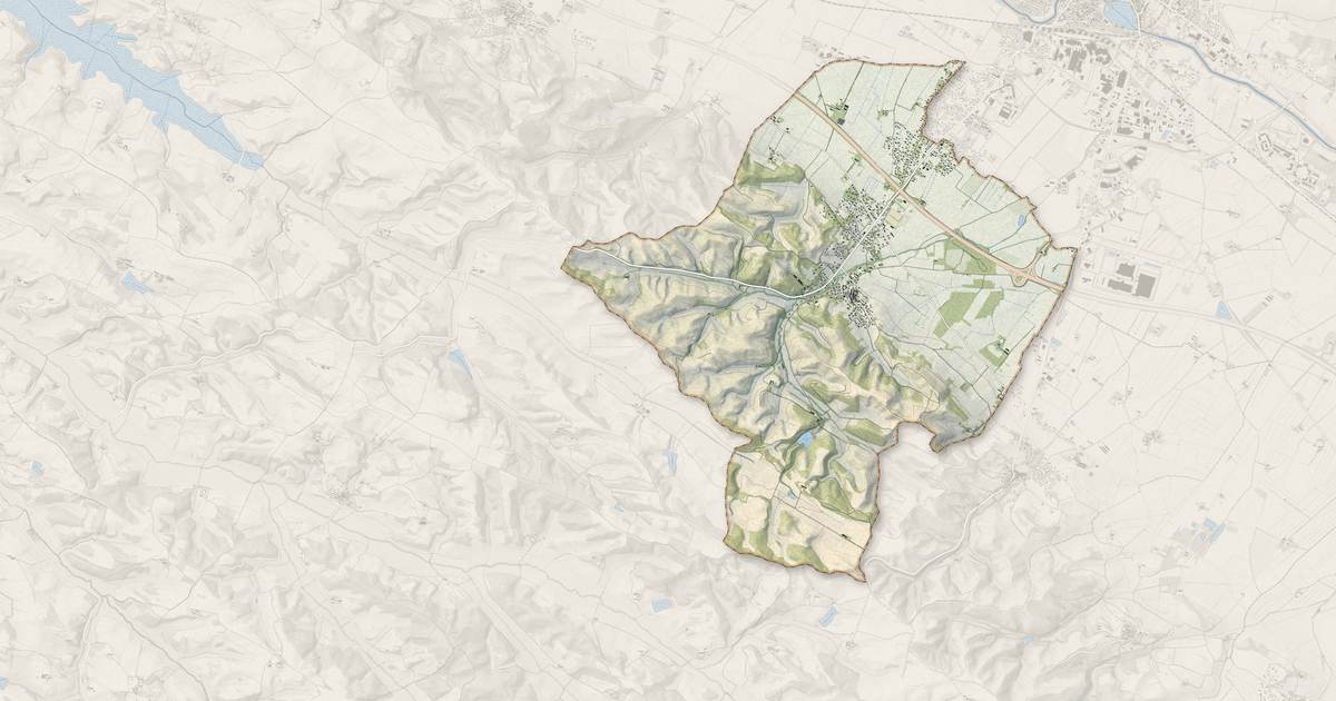 Portrait cartographique de Villeneuve-la-Comptal : relief, eau, forêts, bâti et voies, calculés à partir des données de l'IGN