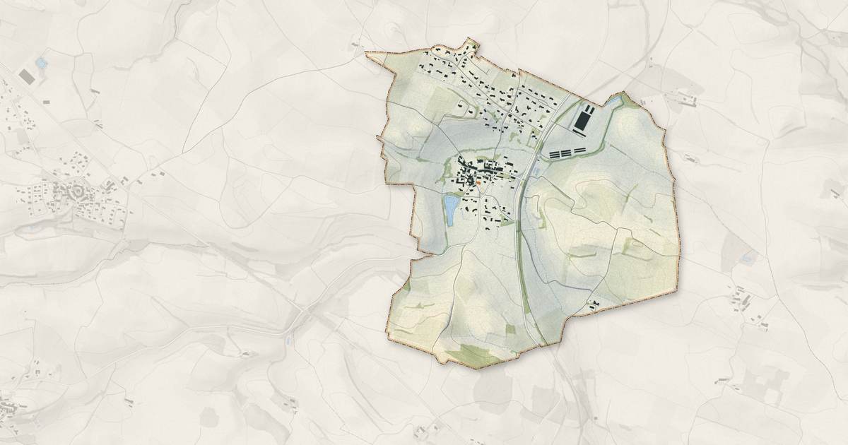 Portrait cartographique de Villeneuve-lès-Montréal : relief, eau, forêts, bâti et voies, calculés à partir des données de l'IGN