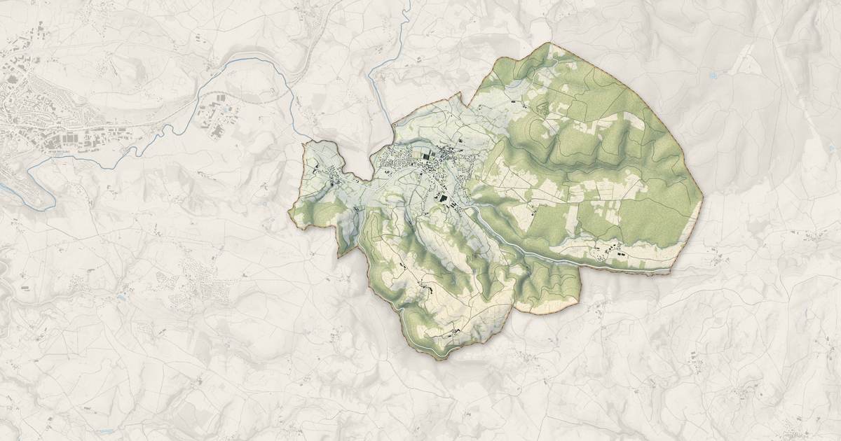 Portrait cartographique de Agen-d'Aveyron : relief, eau, forêts, bâti et voies, calculés à partir des données de l'IGN