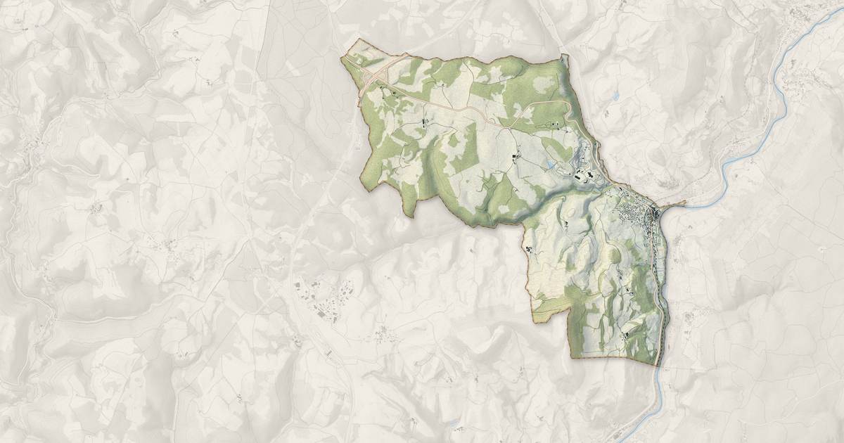 Portrait cartographique de Aguessac : relief, eau, forêts, bâti et voies, calculés à partir des données de l'IGN