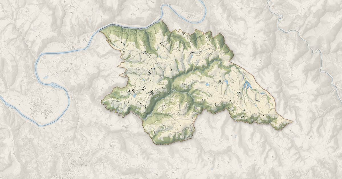 Portrait cartographique de Almont-les-Junies : relief, eau, forêts, bâti et voies, calculés à partir des données de l'IGN