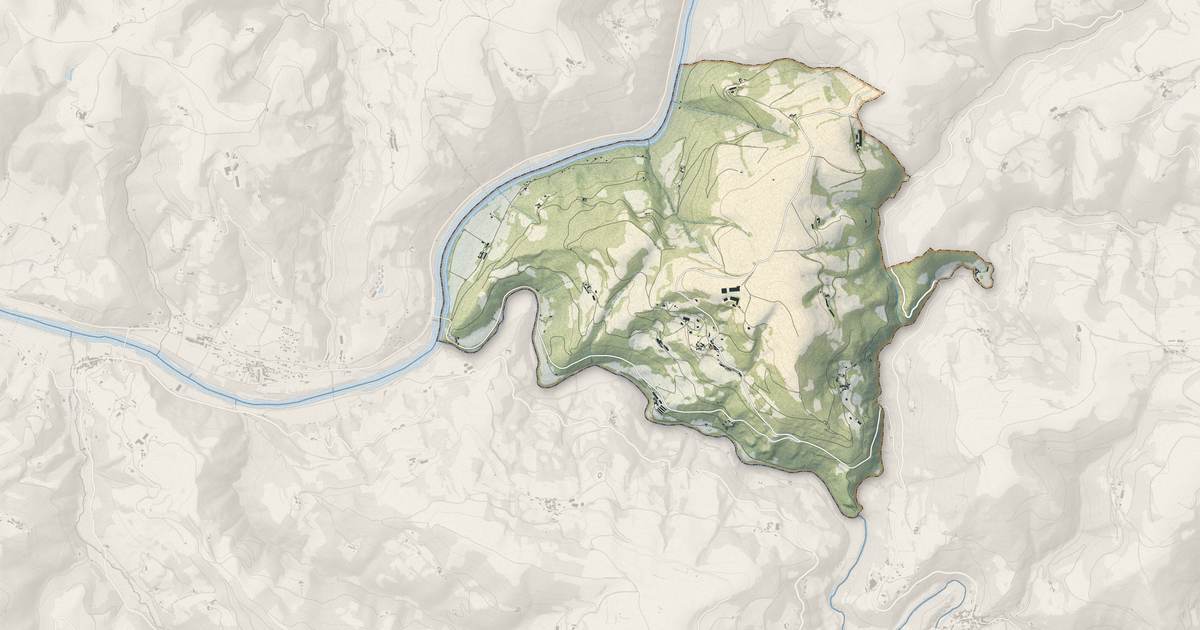Portrait cartographique de La Bastide-Solages : relief, eau, forêts, bâti et voies, calculés à partir des données de l'IGN