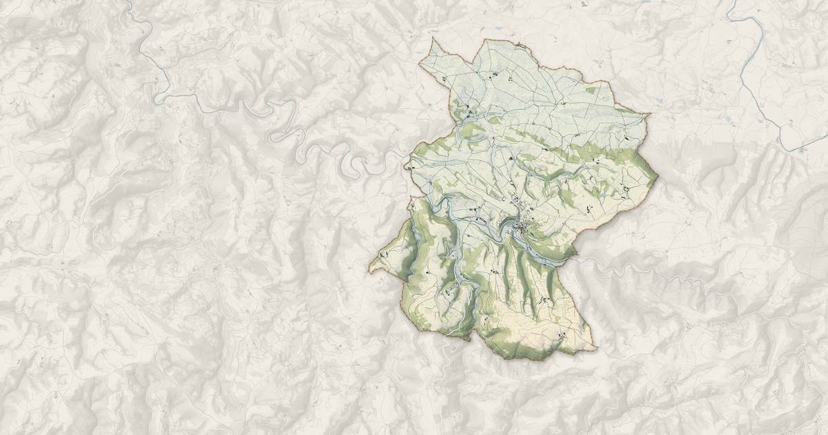 Portrait cartographique de Belmont-sur-Rance : relief, eau, forêts, bâti et voies, calculés à partir des données de l'IGN