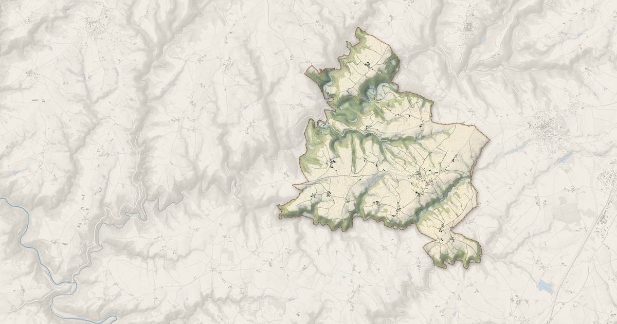 Portrait cartographique de Cabanès : relief, eau, forêts, bâti et voies, calculés à partir des données de l'IGN