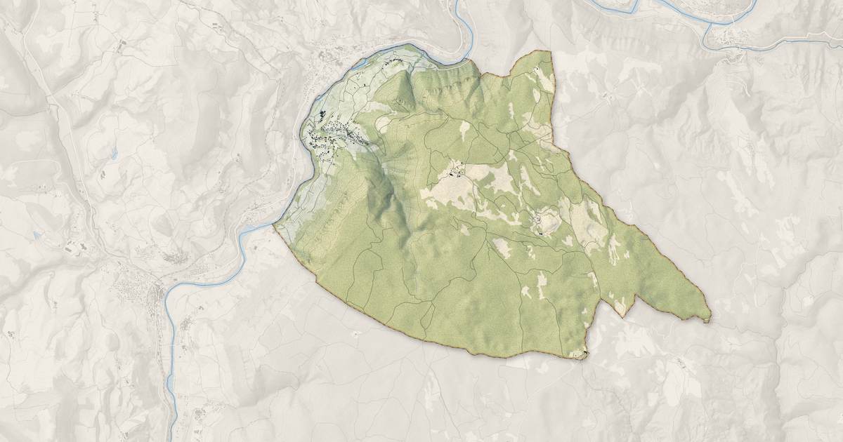 Portrait cartographique de La Cresse : relief, eau, forêts, bâti et voies, calculés à partir des données de l'IGN