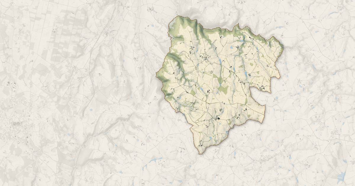 Portrait cartographique de Drulhe : relief, eau, forêts, bâti et voies, calculés à partir des données de l'IGN