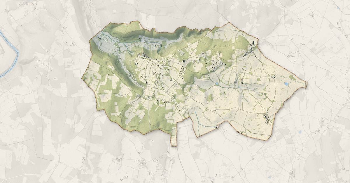 Portrait cartographique de Montsalès : relief, eau, forêts, bâti et voies, calculés à partir des données de l'IGN