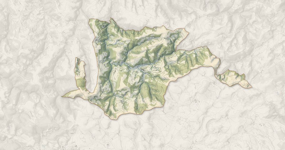 Portrait cartographique de Murasson : relief, eau, forêts, bâti et voies, calculés à partir des données de l'IGN