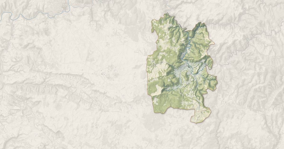 Portrait cartographique de Nant : relief, eau, forêts, bâti et voies, calculés à partir des données de l'IGN