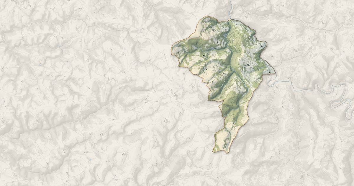 Portrait cartographique de Pousthomy : relief, eau, forêts, bâti et voies, calculés à partir des données de l'IGN