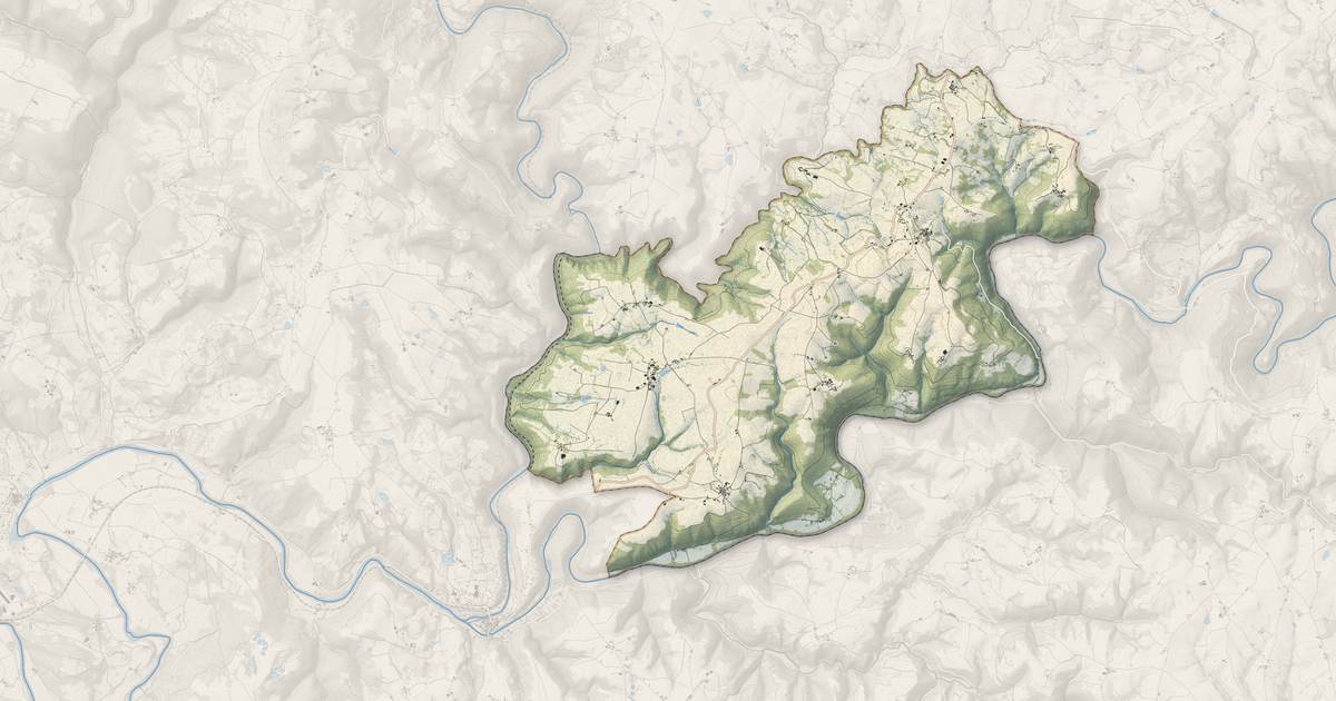 Portrait cartographique de Saint-André-de-Najac : relief, eau, forêts, bâti et voies, calculés à partir des données de l'IGN