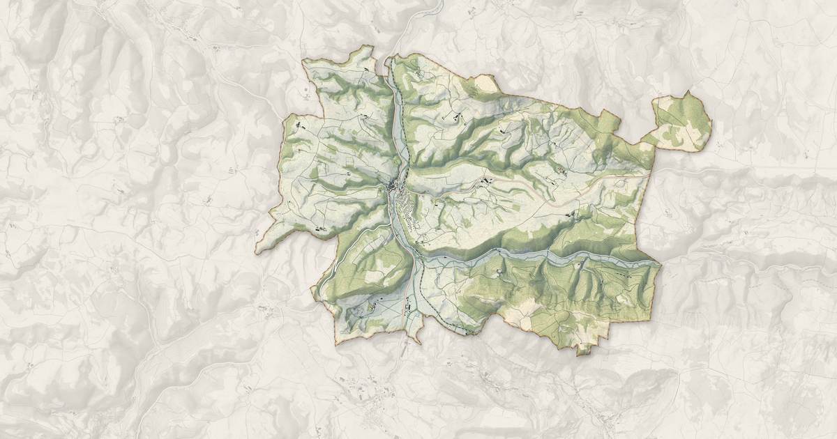 Portrait cartographique de Saint-Rome-de-Cernon : relief, eau, forêts, bâti et voies, calculés à partir des données de l'IGN