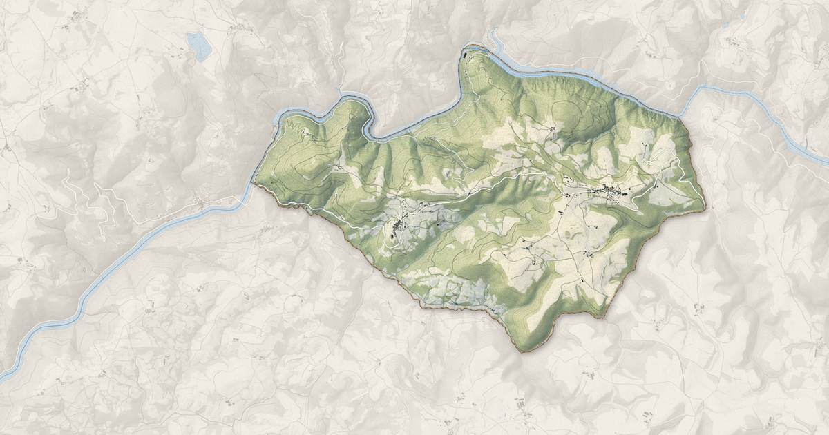 Portrait cartographique de Saint-Victor-et-Melvieu : relief, eau, forêts, bâti et voies, calculés à partir des données de l'IGN
