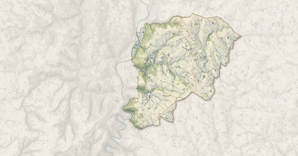 Portrait cartographique de Sanvensa : relief, eau, forêts, bâti et voies, calculés à partir des données de l'IGN