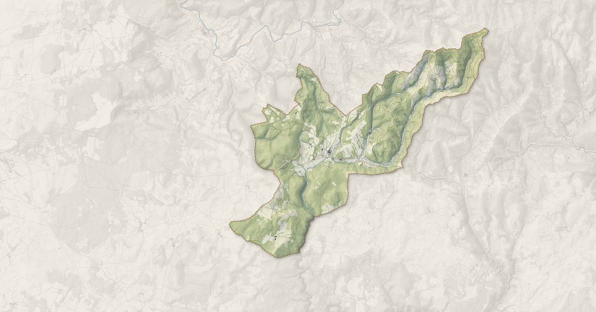 Portrait cartographique de Sauclières : relief, eau, forêts, bâti et voies, calculés à partir des données de l'IGN