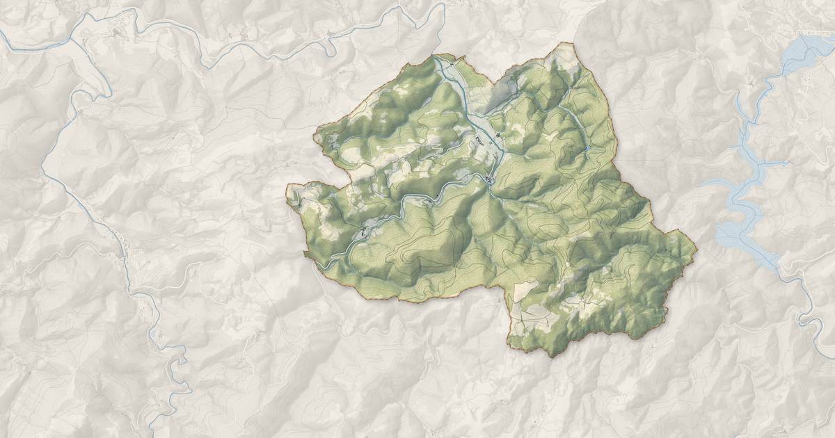 Portrait cartographique de Tauriac-de-Camarès : relief, eau, forêts, bâti et voies, calculés à partir des données de l'IGN