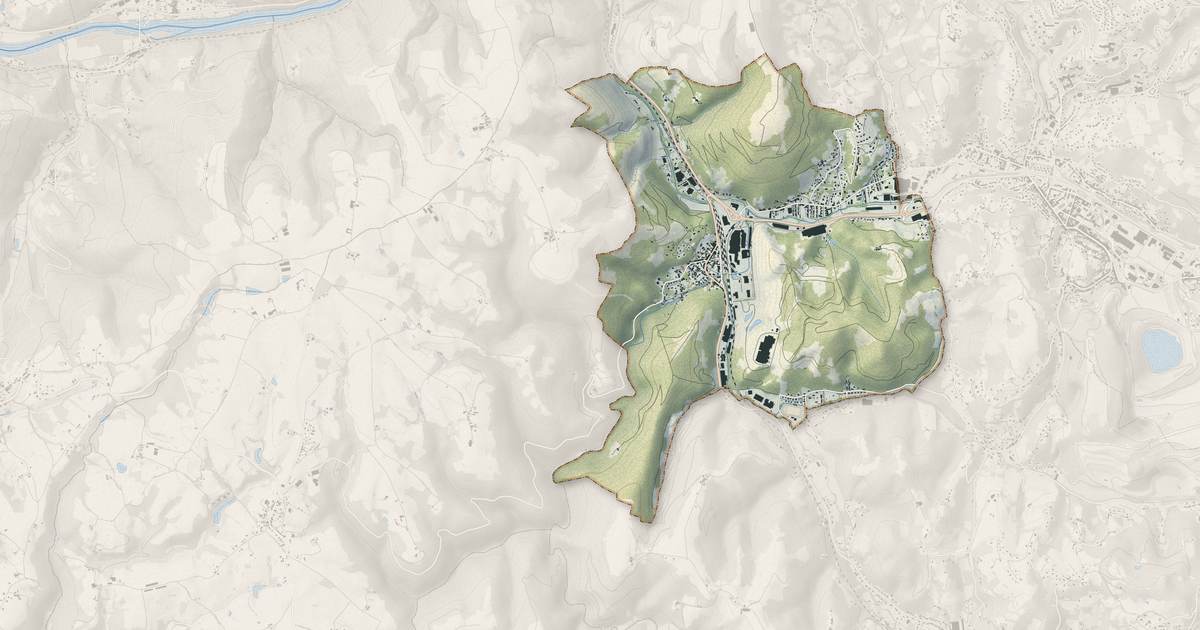 Portrait cartographique de Viviez : relief, eau, forêts, bâti et voies, calculés à partir des données de l'IGN
