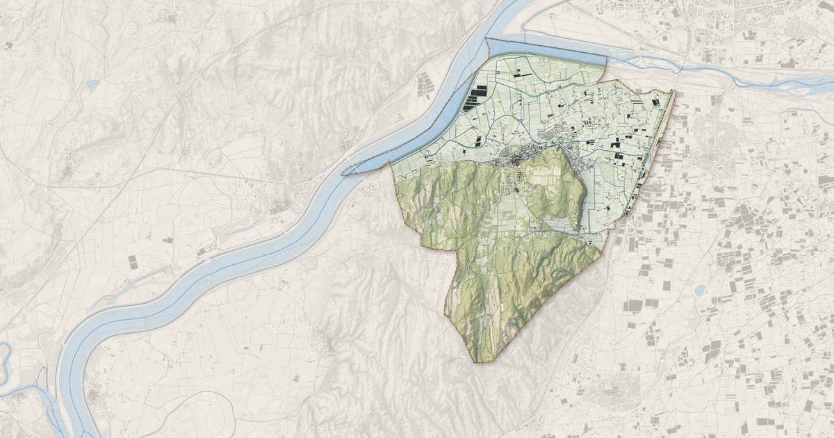 Portrait cartographique de Barbentane : relief, eau, forêts, bâti et voies, calculés à partir des données de l'IGN
