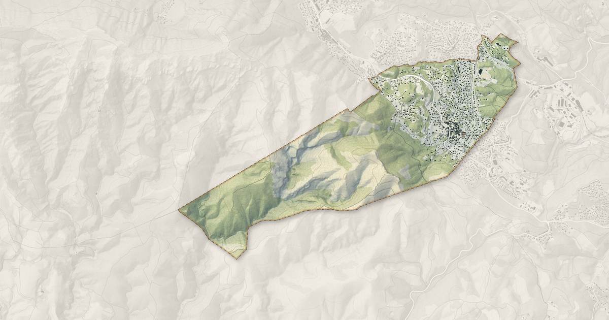 Portrait cartographique de Cadolive : relief, eau, forêts, bâti et voies, calculés à partir des données de l'IGN