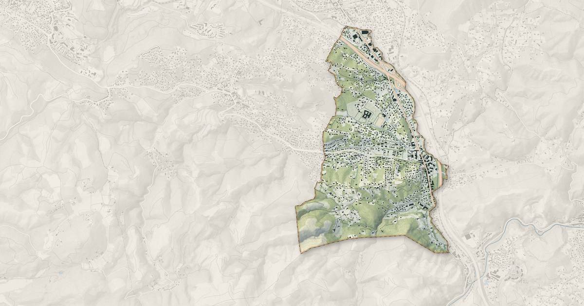 Portrait cartographique de La Destrousse : relief, eau, forêts, bâti et voies, calculés à partir des données de l'IGN