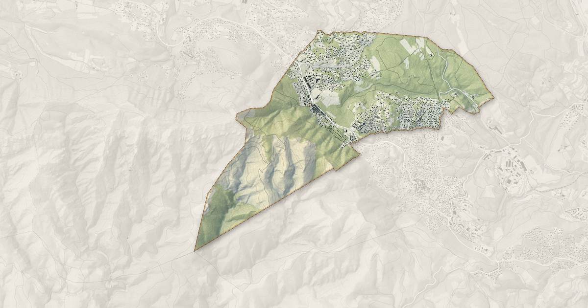 Portrait cartographique de Saint-Savournin : relief, eau, forêts, bâti et voies, calculés à partir des données de l'IGN